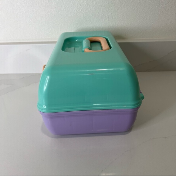 Vintage Caboodles Plastic Organizer Case Green Purple Retro Design Made … - Picture 5 of 12